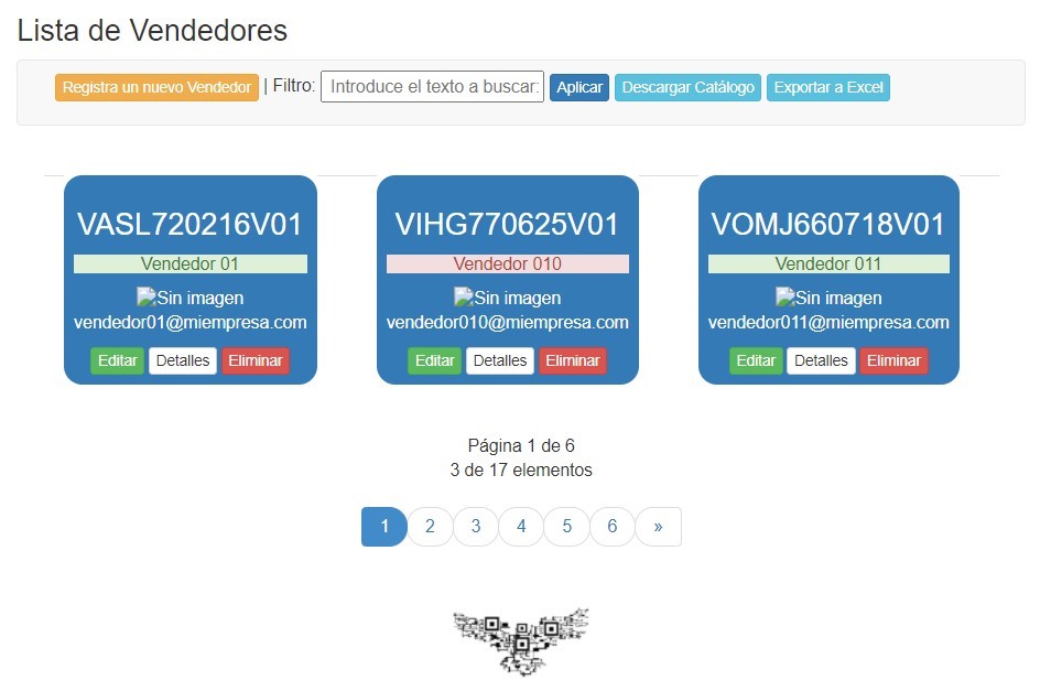 Listado de Vendedores